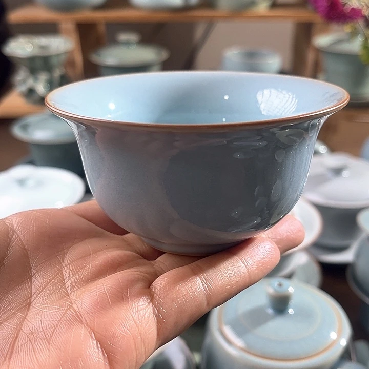 其他陶原矿原产地精品天青永乐压手主人杯