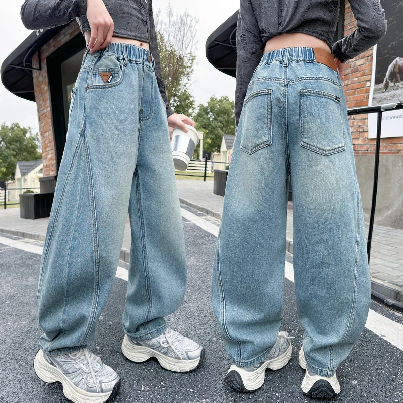 女童牛仔裤小女孩裤子2025春装新款中大童春秋季儿童洋气休闲长裤