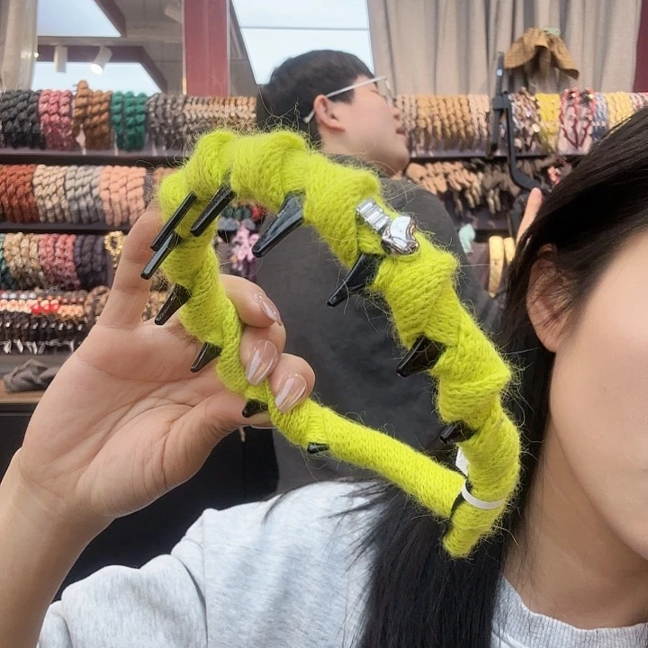 非金属布艺青绿色爱心发箍