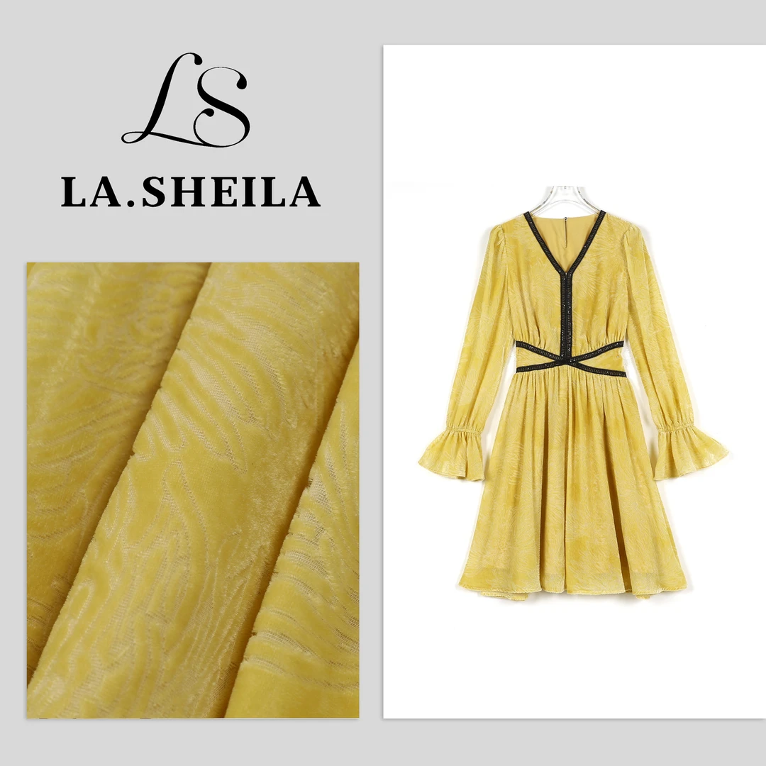 LA.Sheila 琥珀流光 喇叭袖连衣裙253-LYQ/0913-3102126