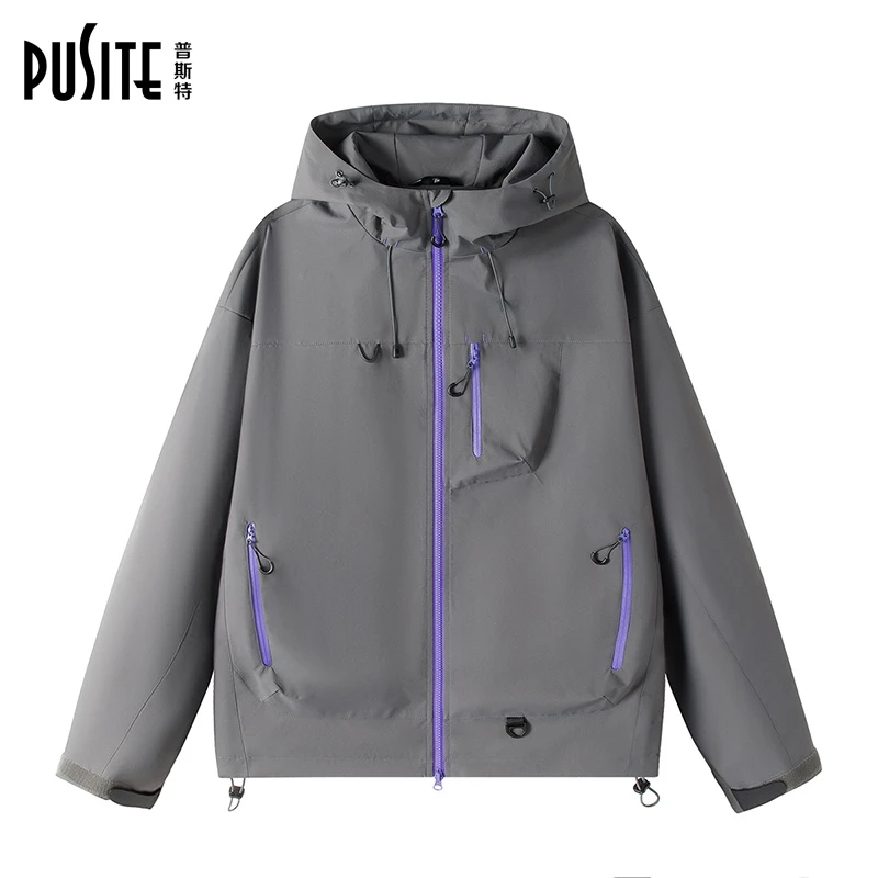 普斯特PUSITE多巴胺色系防泼水夹克户外休闲潮流连帽宽松外套