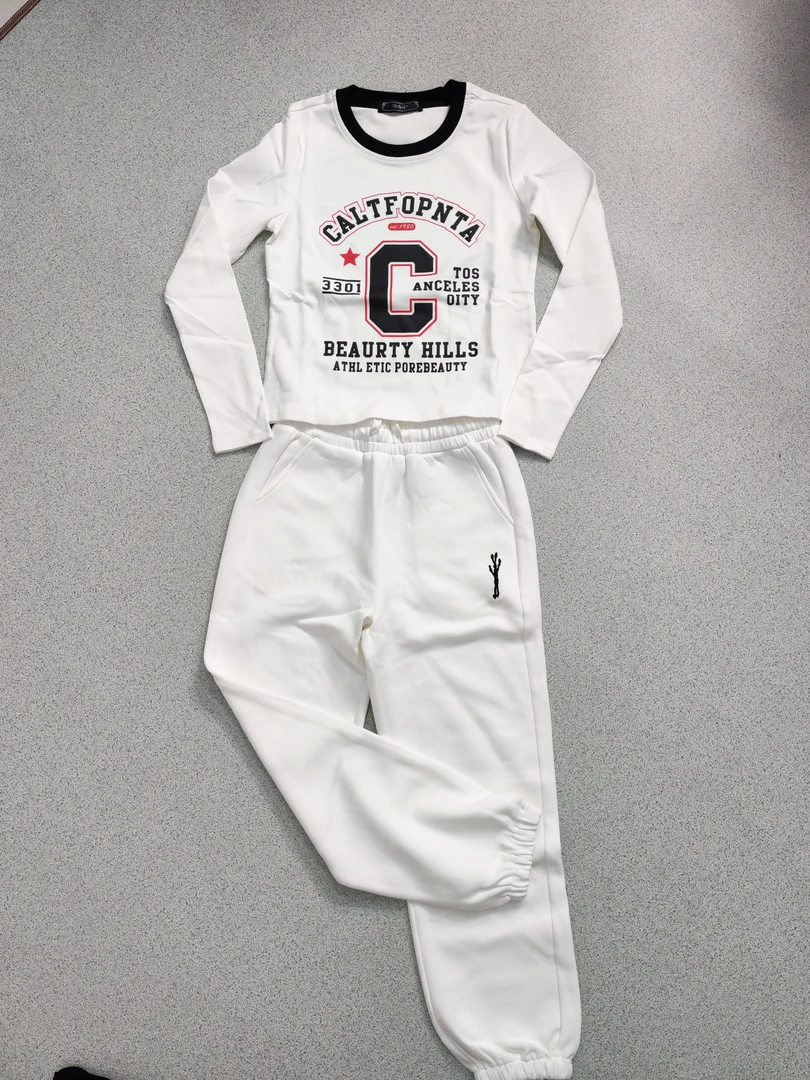 清风酷女郎广州休闲棉布白色套装