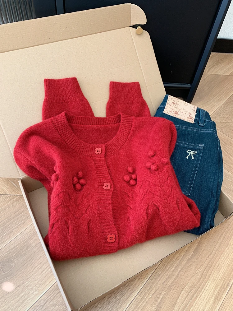 2025韩系针织开衫毛衣外套女士小个子慵懒高级感设计感小众上衣