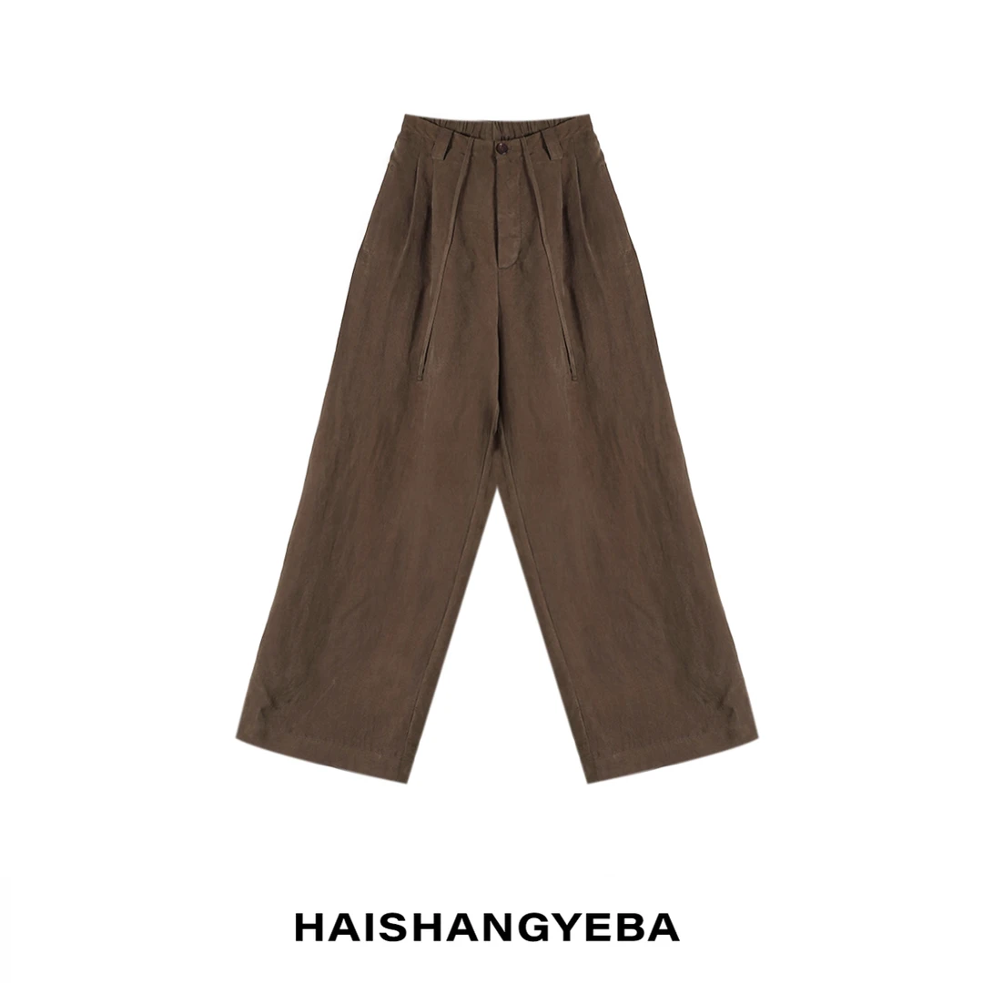 【海上叶爸】新款2025夏季百搭铜氨松紧腰宽松阔腿休闲裤