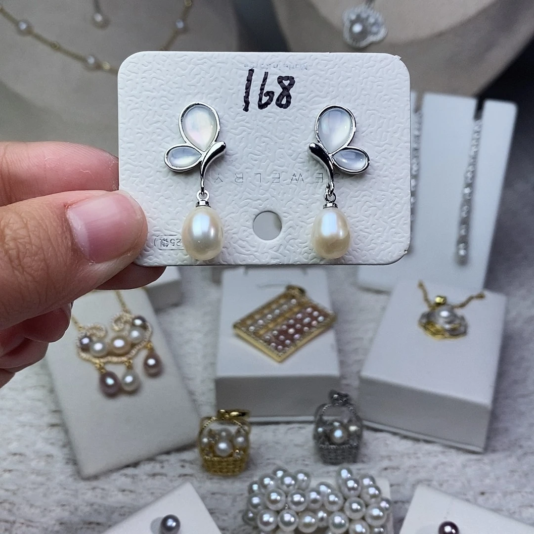 淡水珍珠耳饰银S925镶嵌