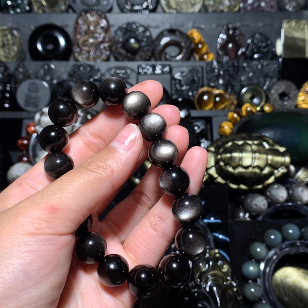 旺***仙黑曜岩未镶嵌手链