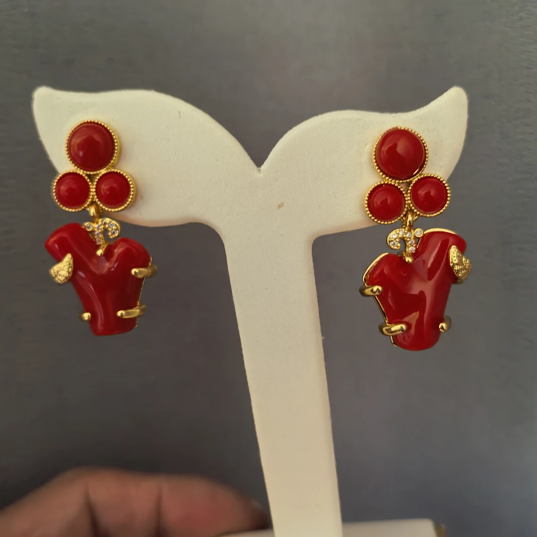 非金属亚克力耳饰  藏式民族风手工阿卡红新款耳环