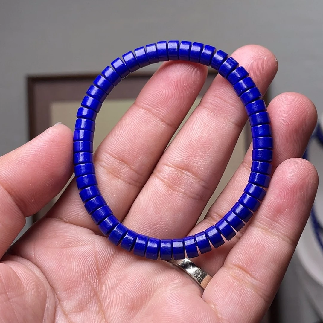 青金石未镶嵌精工药片6mm手串