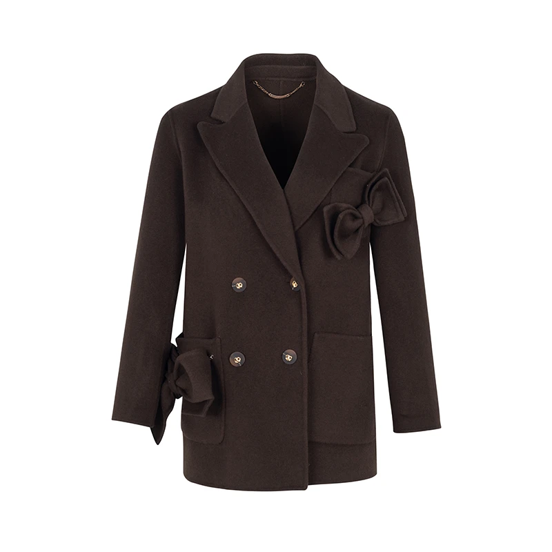【直播专享】商场同款新品可拆蝴蝶结双面呢大衣N2110B34217