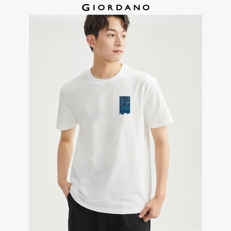 佐丹奴联名系列纯棉你走月亮也走印花圆领针织短袖T恤 91095026