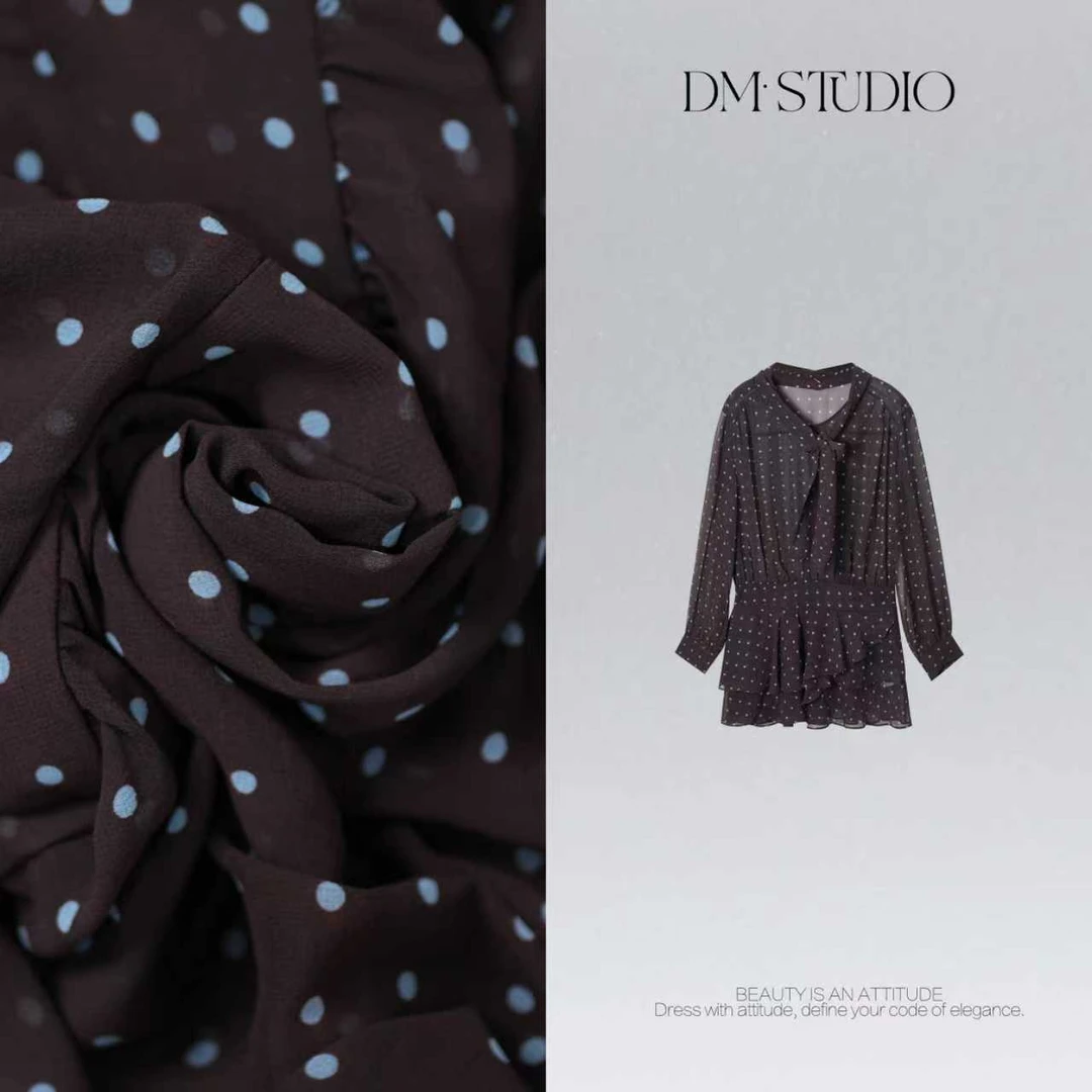 DEDM•STUDIO/气质小众精致减龄休闲波点连衣裙款上衣2508LYQ/1178