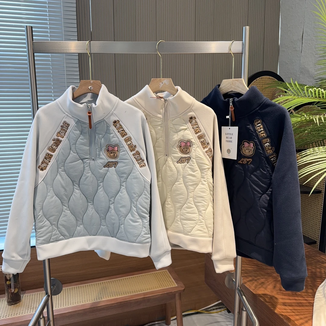 加厚款 小熊部落爱心奥绒 连帽黑金卫衣 保暖效果杠杠 加绒 9193