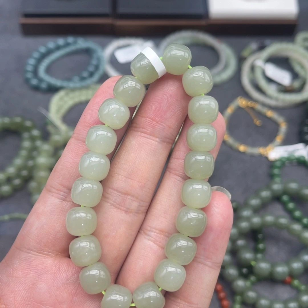 和田玉未镶嵌手串卡10晴水老型珠