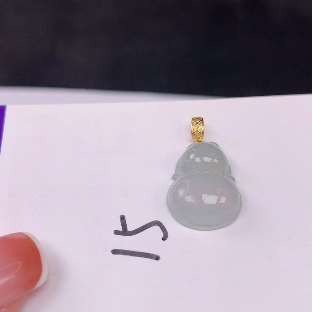 【闪购商品】翡翠18K金镶嵌颈饰蓝**啡不带链子