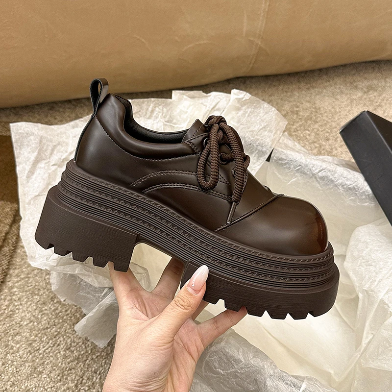 复古时尚乐福单鞋女2025春季新款百搭英伦风厚底大头丑萌小皮鞋潮