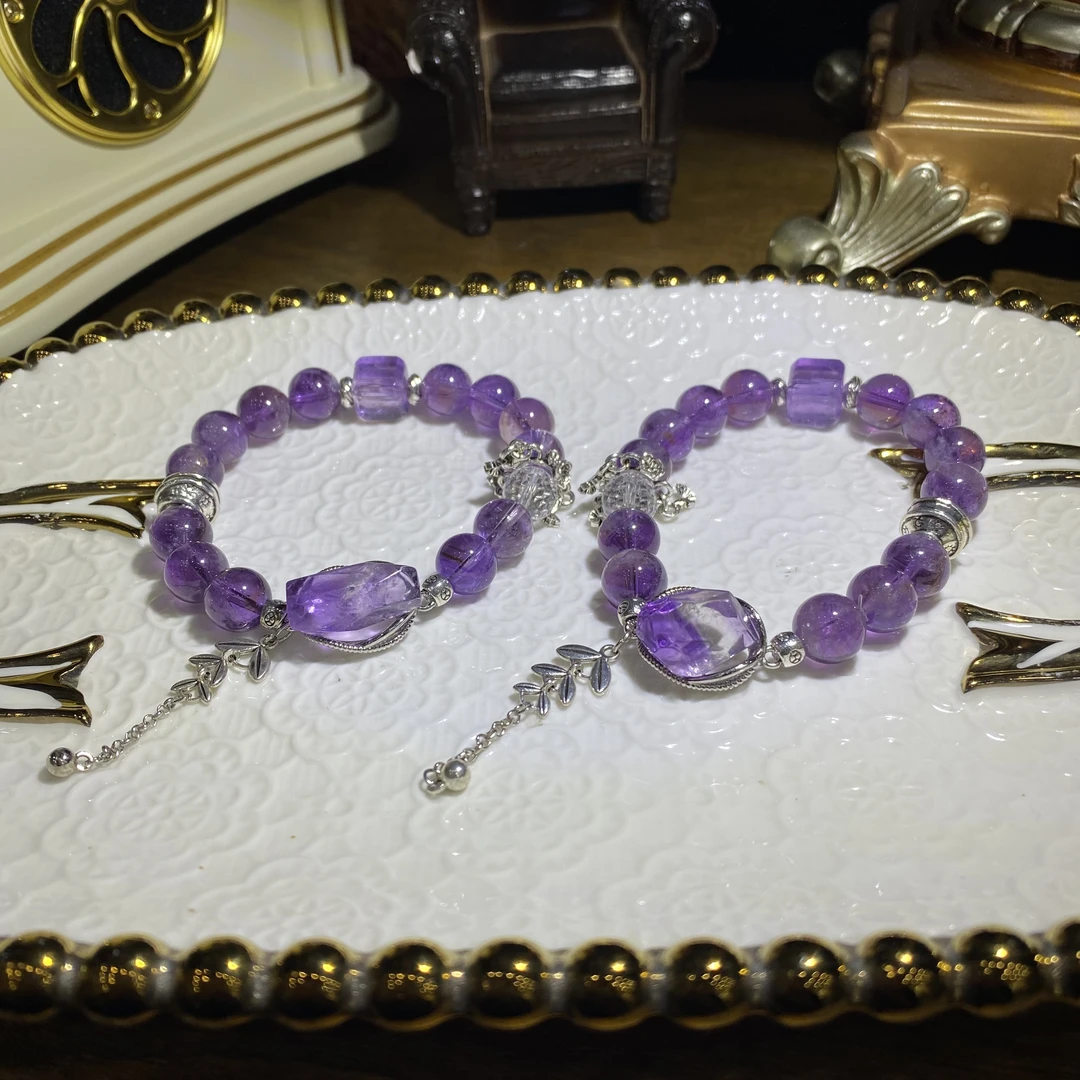 C673-天然高品质紫水晶设计款手链-多样性发其一