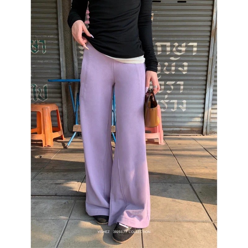 洢社长“松弛出街”低腰美式垂感直筒微喇宽松显瘦休闲阔腿卫裤