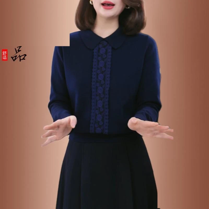 洋气时尚宽松款秋冬打底毛衣女时尚通勤风休闲翻领针织高级感上衣