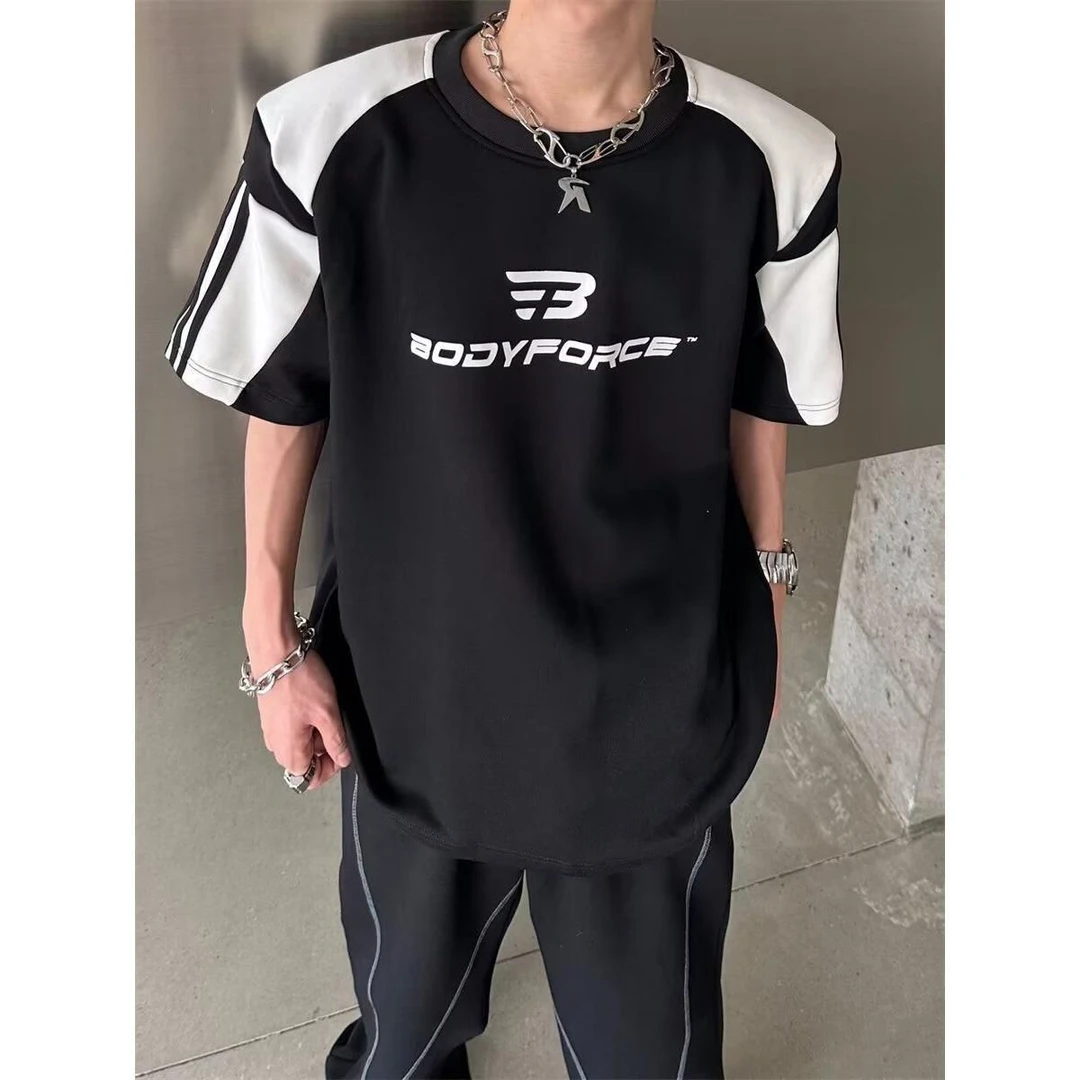 新款短袖t恤男夏季韩版潮流简约半袖运动港风宽松休闲潮牌体恤衫