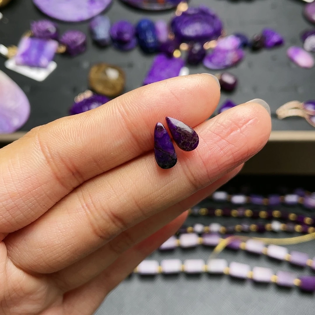 苏纪石（舒俱来）耳钉银S925镶嵌