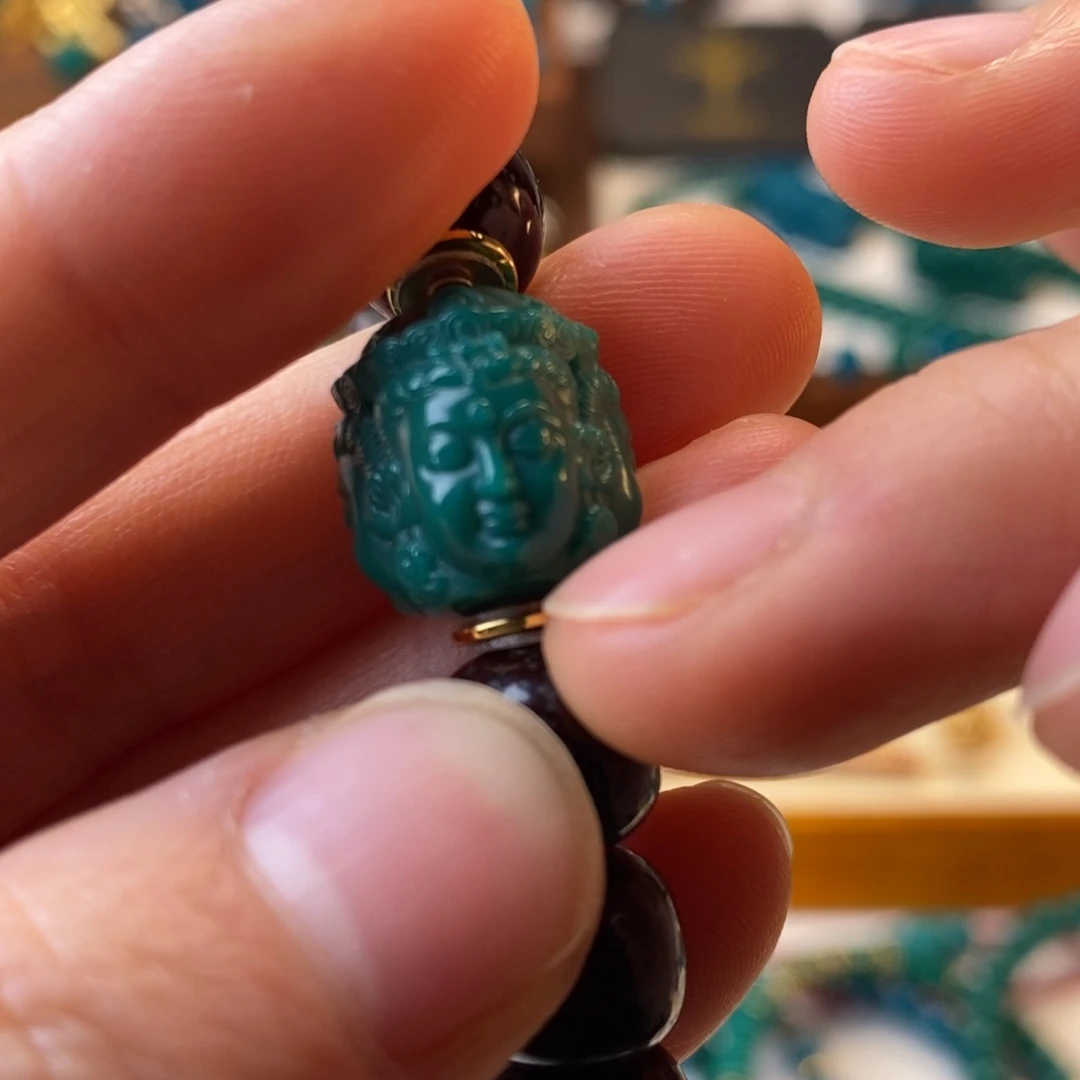 琉璃颈饰地狱色14mm三世佛