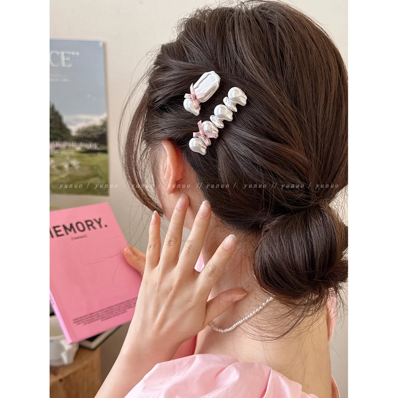 一对装气质珍珠发夹女2025新款高端碎发夹子头饰bb边夹侧边刘海夹
