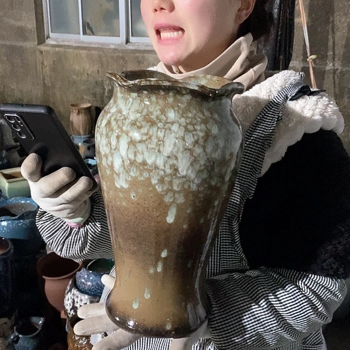 紫砂花盆瑕疵口17高30