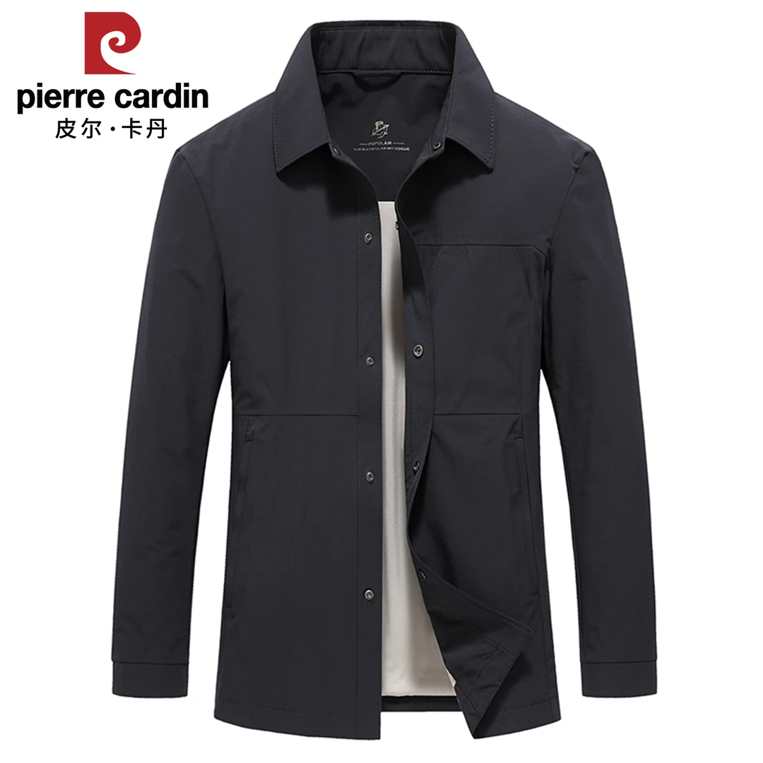 皮尔卡丹秋季新款夹克男中年商务爸爸茄克衫外套短款休闲纯色上衣