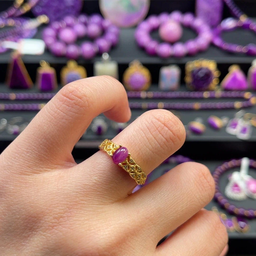 苏纪石（舒俱来）银S925镀金镶嵌戒指