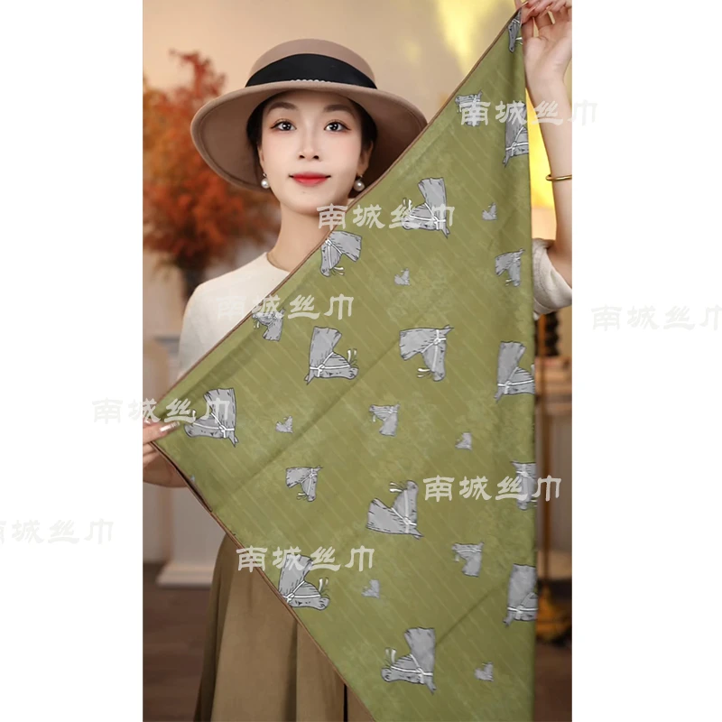 【双色马弦】高档手工卷边双面双色香云70方巾丝巾送礼时尚洋气百搭