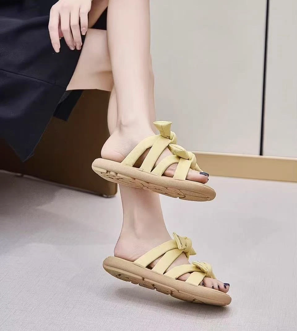 67a6952水钻 蝴蝶结踩屎感仙女风  百搭时尚拖鞋