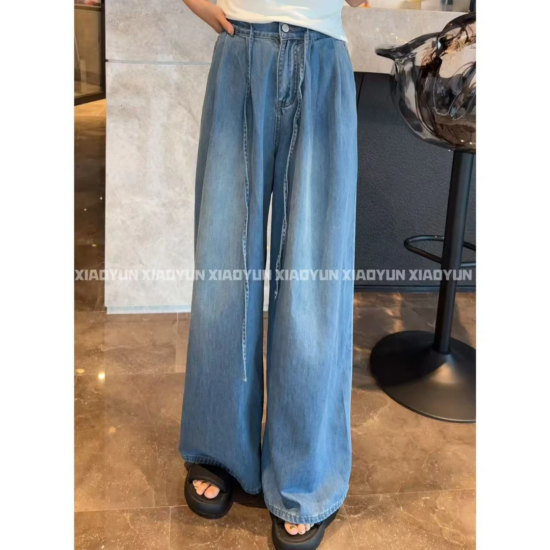 两色系带阔腿裤 小允姐姐2025新款时尚气质高级两色系带阔腿裤