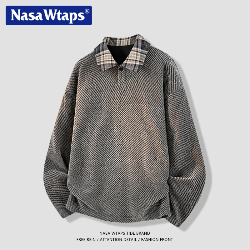 NASA WTAPS老钱风长袖卫衣男款秋季小香风针织百搭打底衫宽松上衣