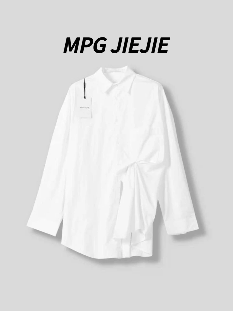 MPG JIEJIE【高定背影】大码早秋polo领设计感衬衣