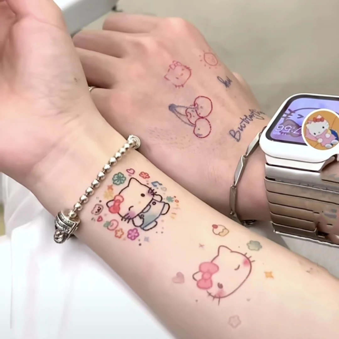 多巴胺kitty猫纹身贴闺蜜礼物可爱卡通防水持久手臂贴纸ins风可洗