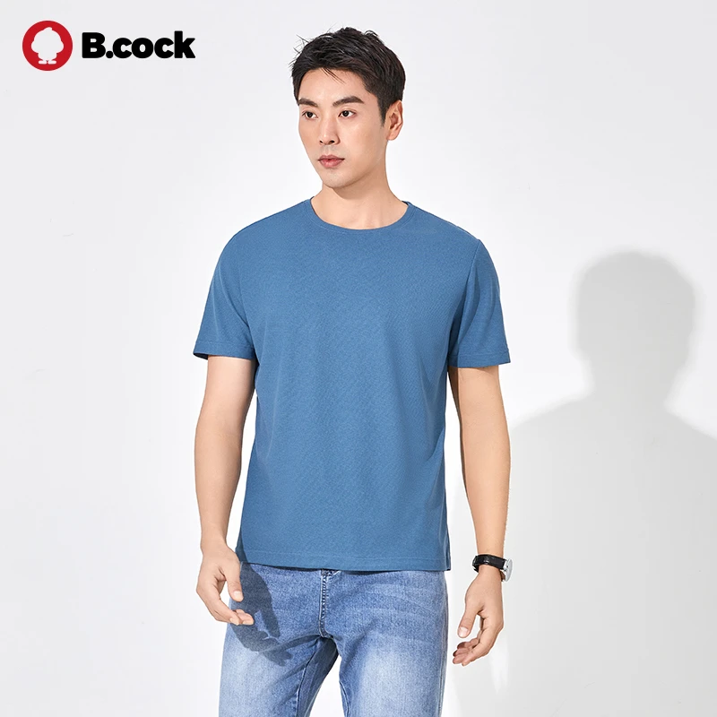 B.cock华夫格圆领短袖T恤男女同款PY30