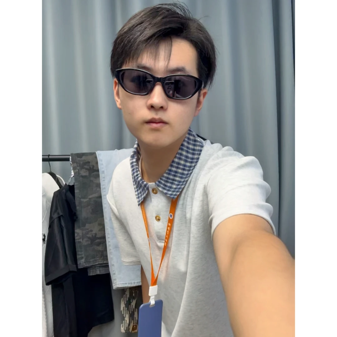 格子短袖Polo衫男女常规款拼接衬衫百搭清凉感韩版