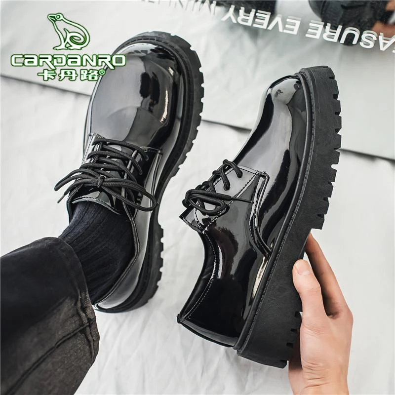 卡丹路皮鞋男款秋季高级感英伦正装休闲皮鞋男士增高德比大头鞋