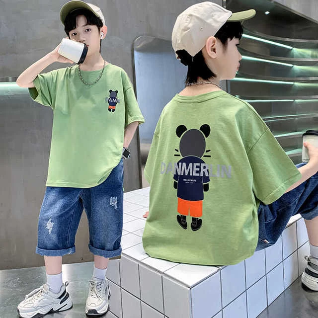 男童夏季短袖T恤儿童2025新款洋气酷帅上衣男孩中大童夏装体恤潮t