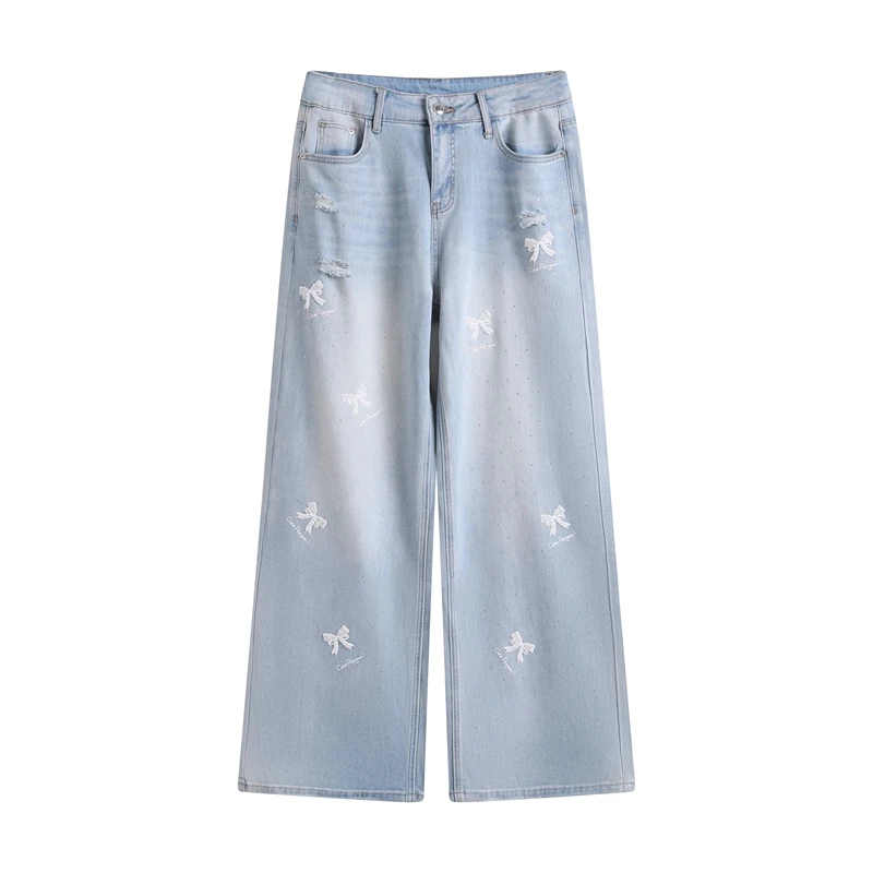 【COCO LESLEY】夏季高腰牛仔裤水洗长裤显瘦地雷系D1282