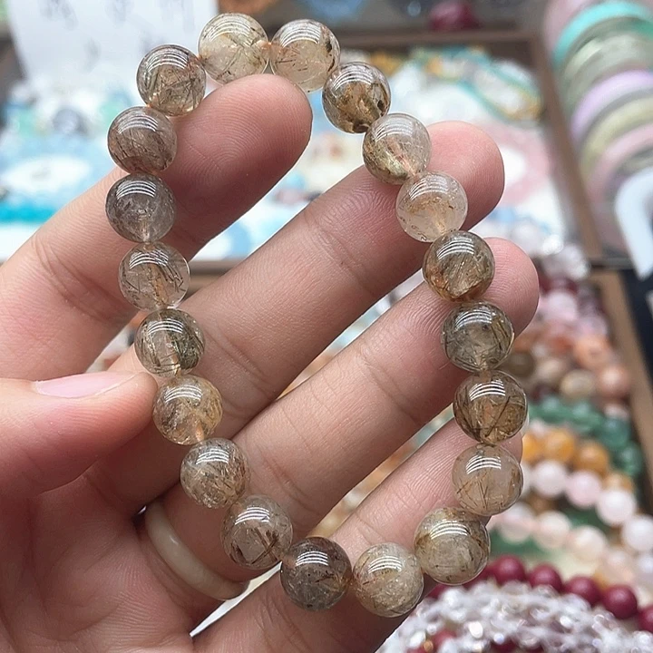 手链烟晶银S925镶嵌10咪金发