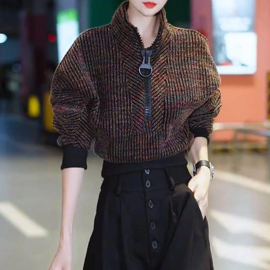 时髦设计款半拉链气质立领收腰显瘦卫衣2025秋冬新款休闲复古百搭