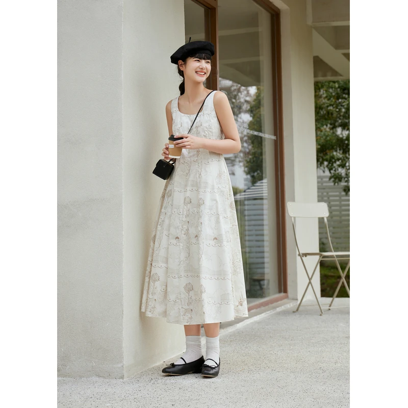 紫涵甜美背心连衣裙女收腰显瘦气质中长裙Z4Z04JS734