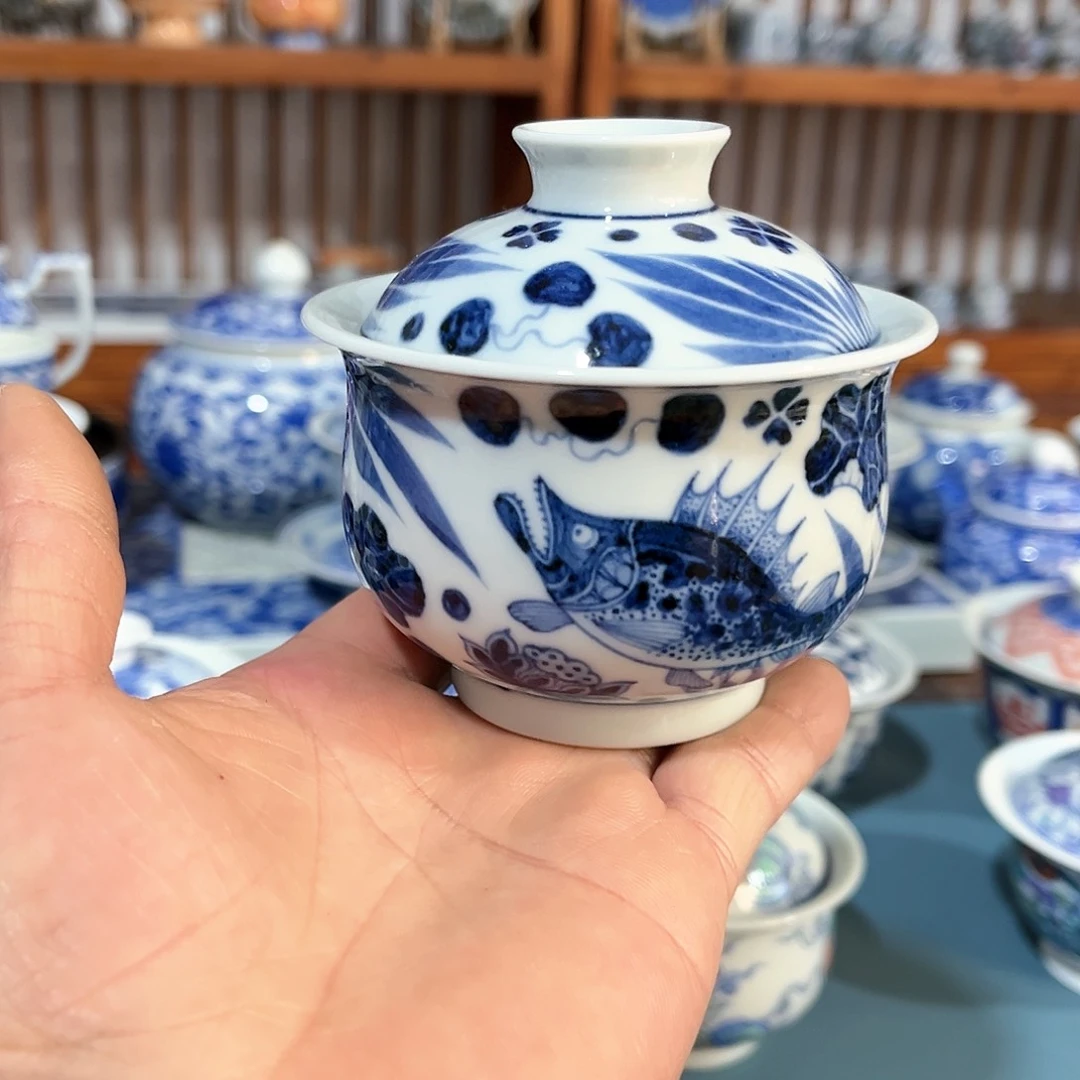 錡镇堂手工手绘盖碗