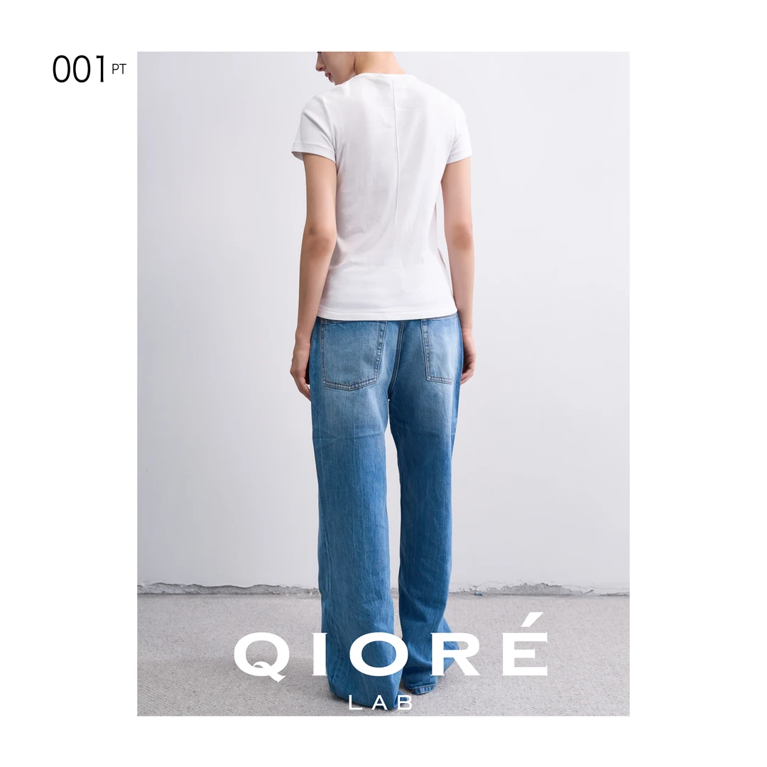 Qioré Lab「一代蓝牛」土耳其进口长绒棉高腰直筒牛仔裤PT001