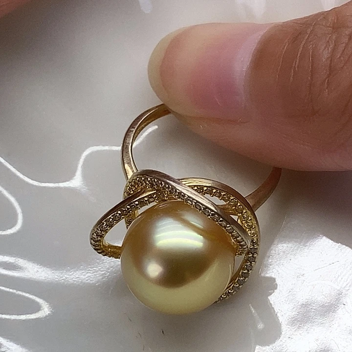 戒指银S925镶嵌海水珍珠
