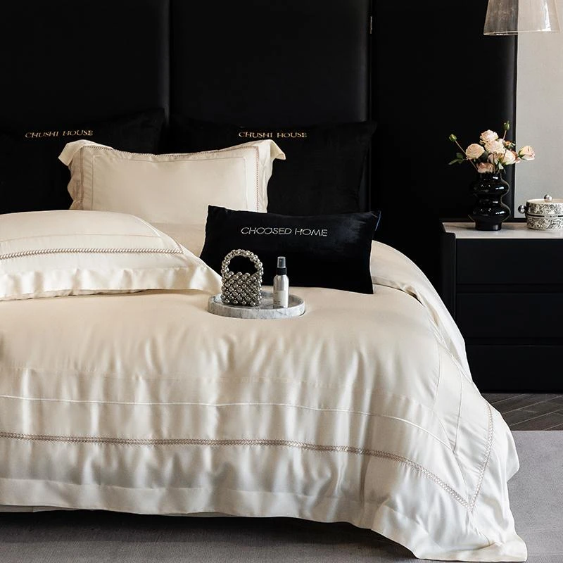 简约轻奢100支长绒棉纯棉四件套全棉被套高级感床上用品