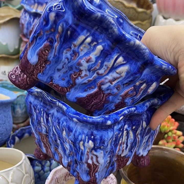 多肉绿植陶瓷花盆9.9包邮，有孔