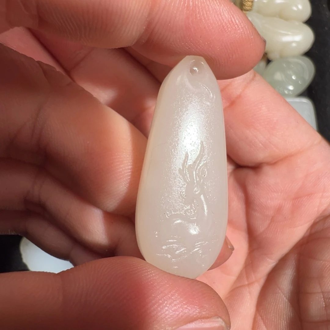 和田玉未镶嵌颈饰俄老料暖白一路登科/节节高升