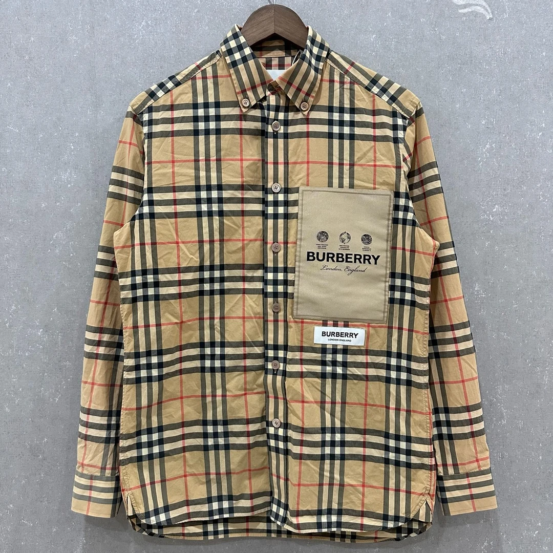 99新 BURBERRY/博柏利 格纹标签嵌花翻领单排 S码004414